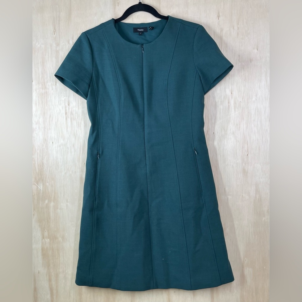 THEORY Apalia CN Bright Billiard Classic Faded Zipper Dress Size 6